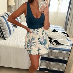Zimmermann shorts size 1 blue & green floral